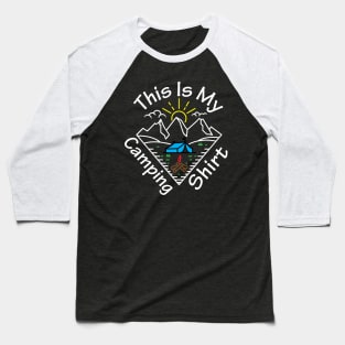 This Is My Camping Shirt Funny Triangle Colour Line art retro design Baseball T-Shirt